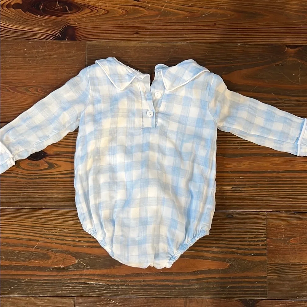 The Oaks Blue and White Gingham bubble with Peter Pan Collar 3 months - Picture 2 of 4